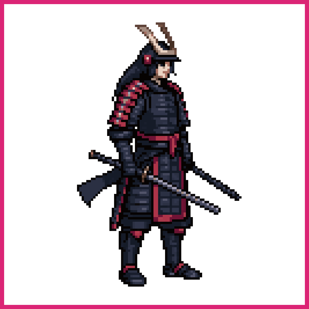 dark samurai male pixel art | Sprite-AI