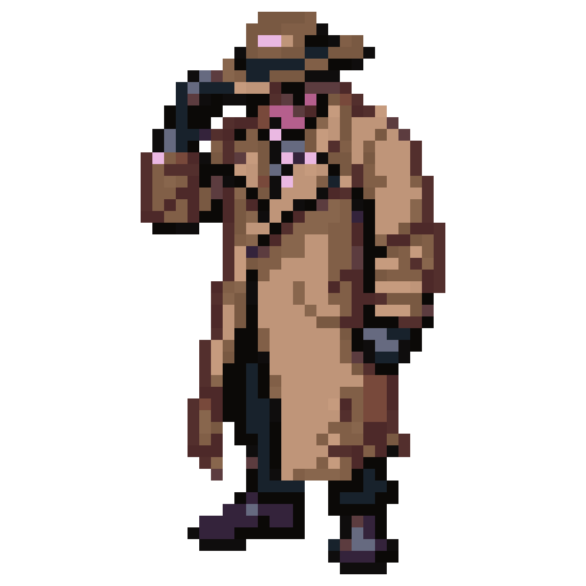 Detective in trench coat pixel art