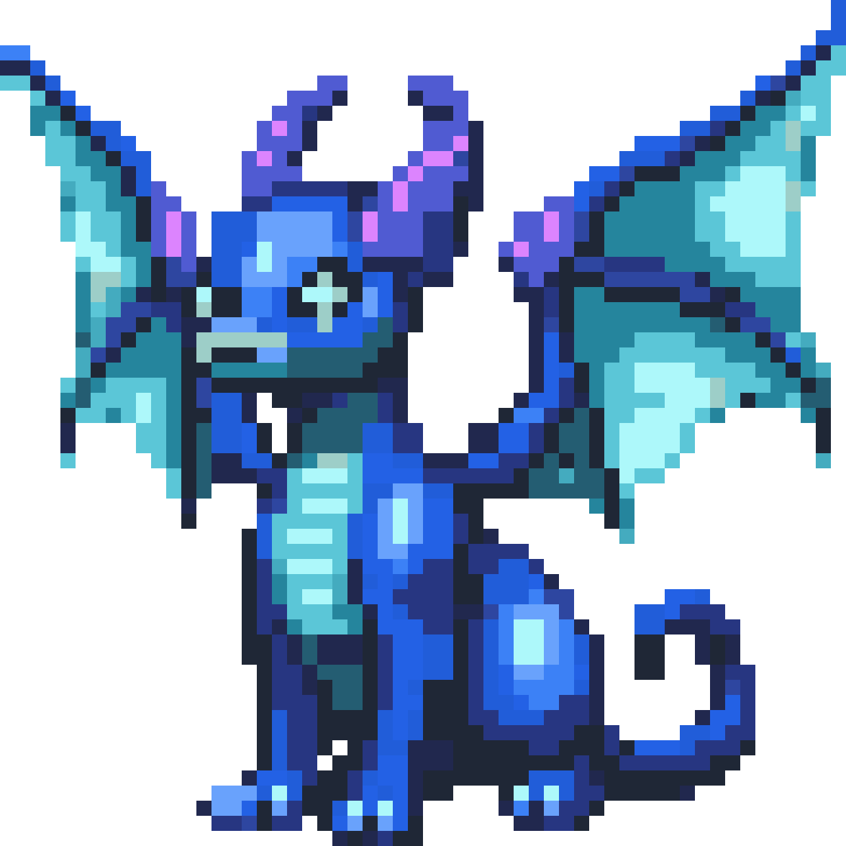 Mystical blue creature pixel art