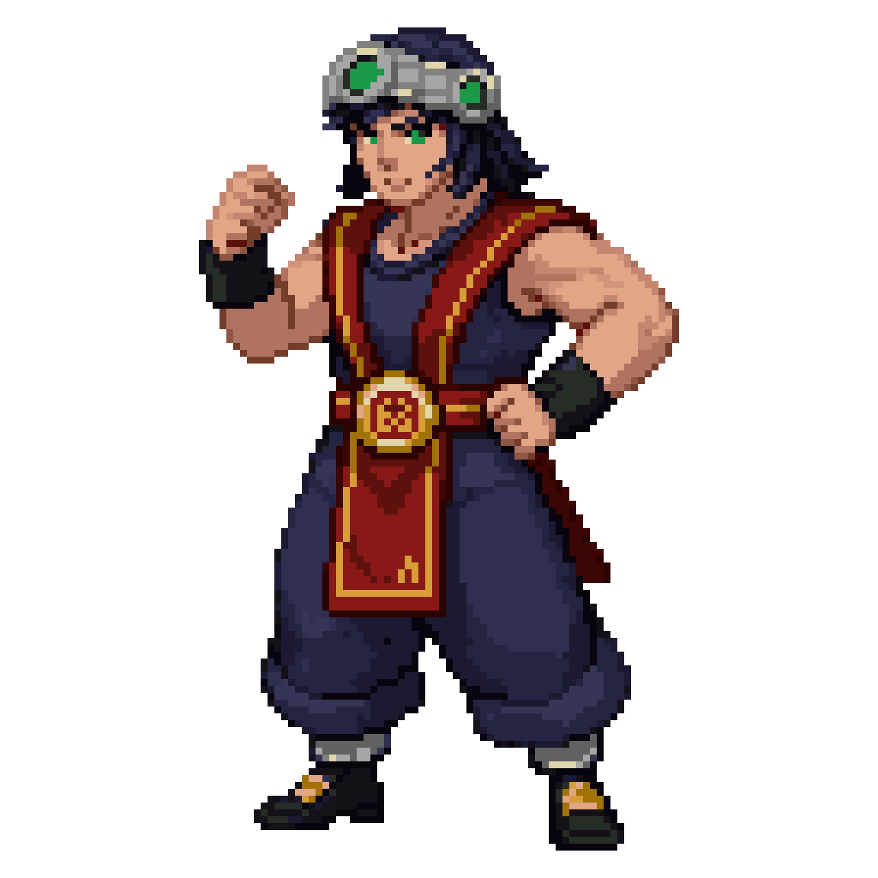 Fighting Stance with Clenched Fist pixel art