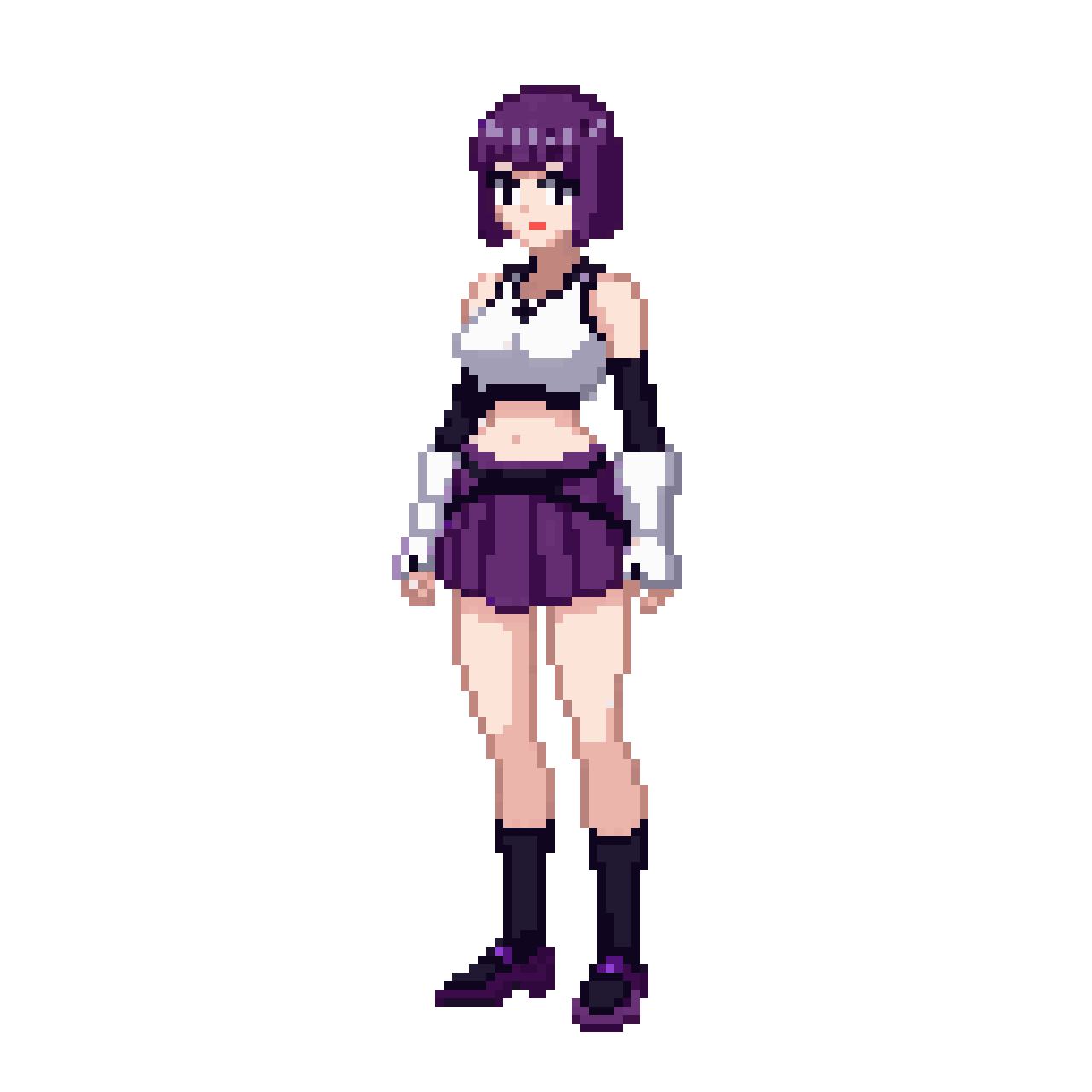 Late-Teen Girl with Purple Hair pixel art