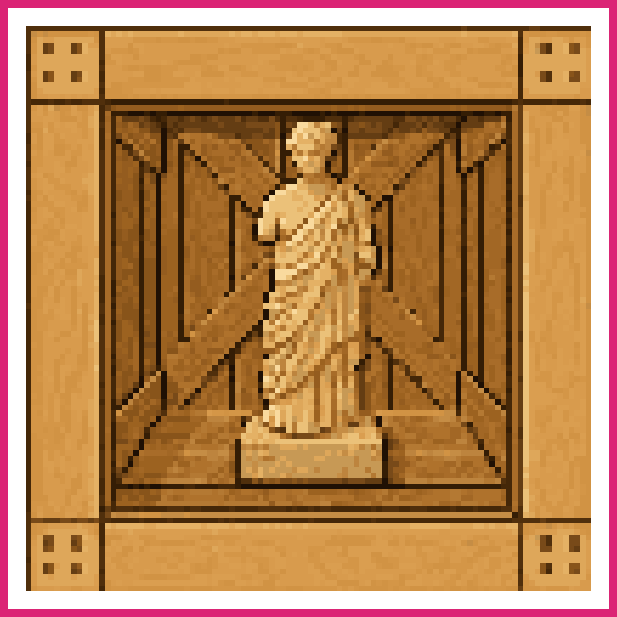 open the crate and add a museum looking statue ... | Sprite-AI