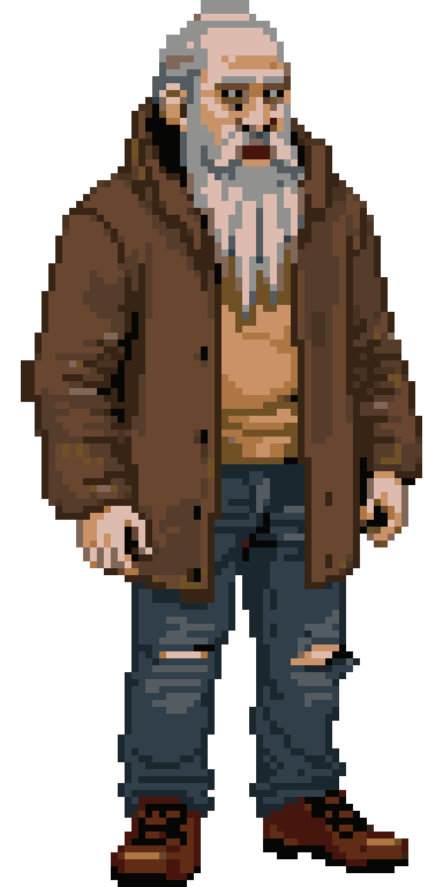 Old homeless man pixel art