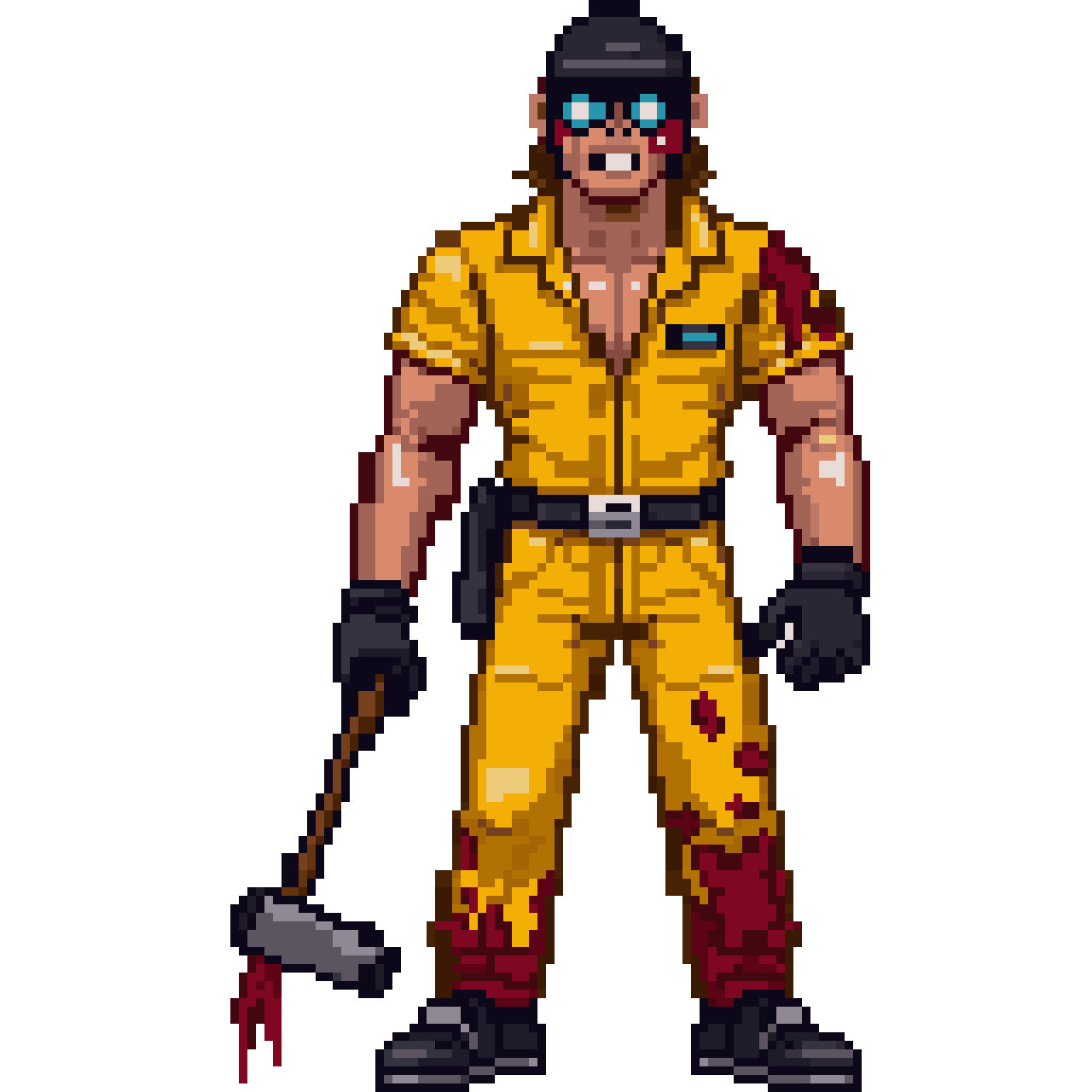 Bloody jumpsuit man pixel art