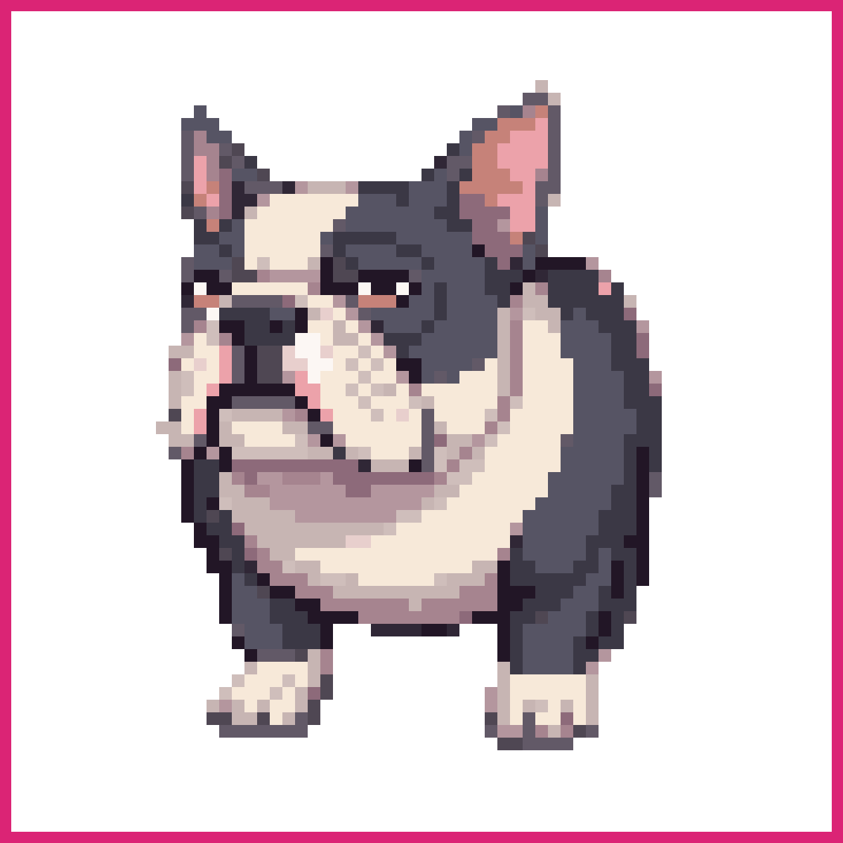 animated gray and white French bulldog | Sprite-AI