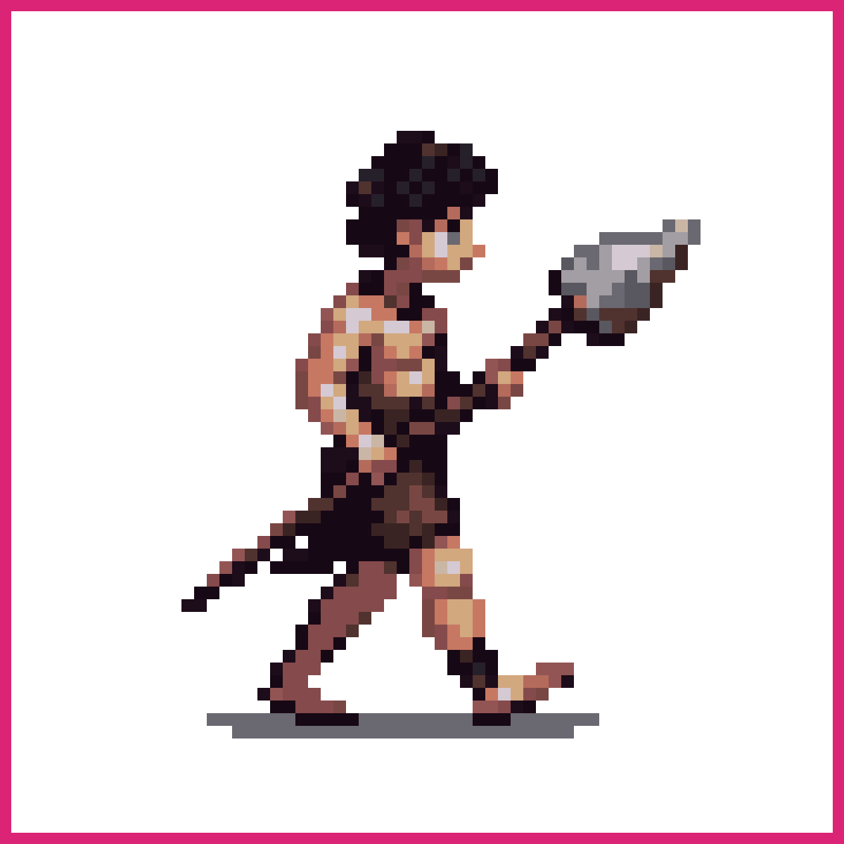 Young Warrior Holding a Spear Walking | Sprite-AI