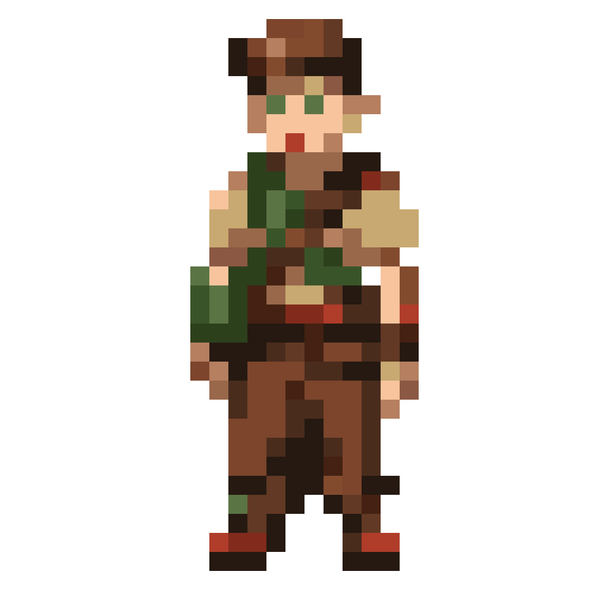 male adventurer character in pixel art pixel art