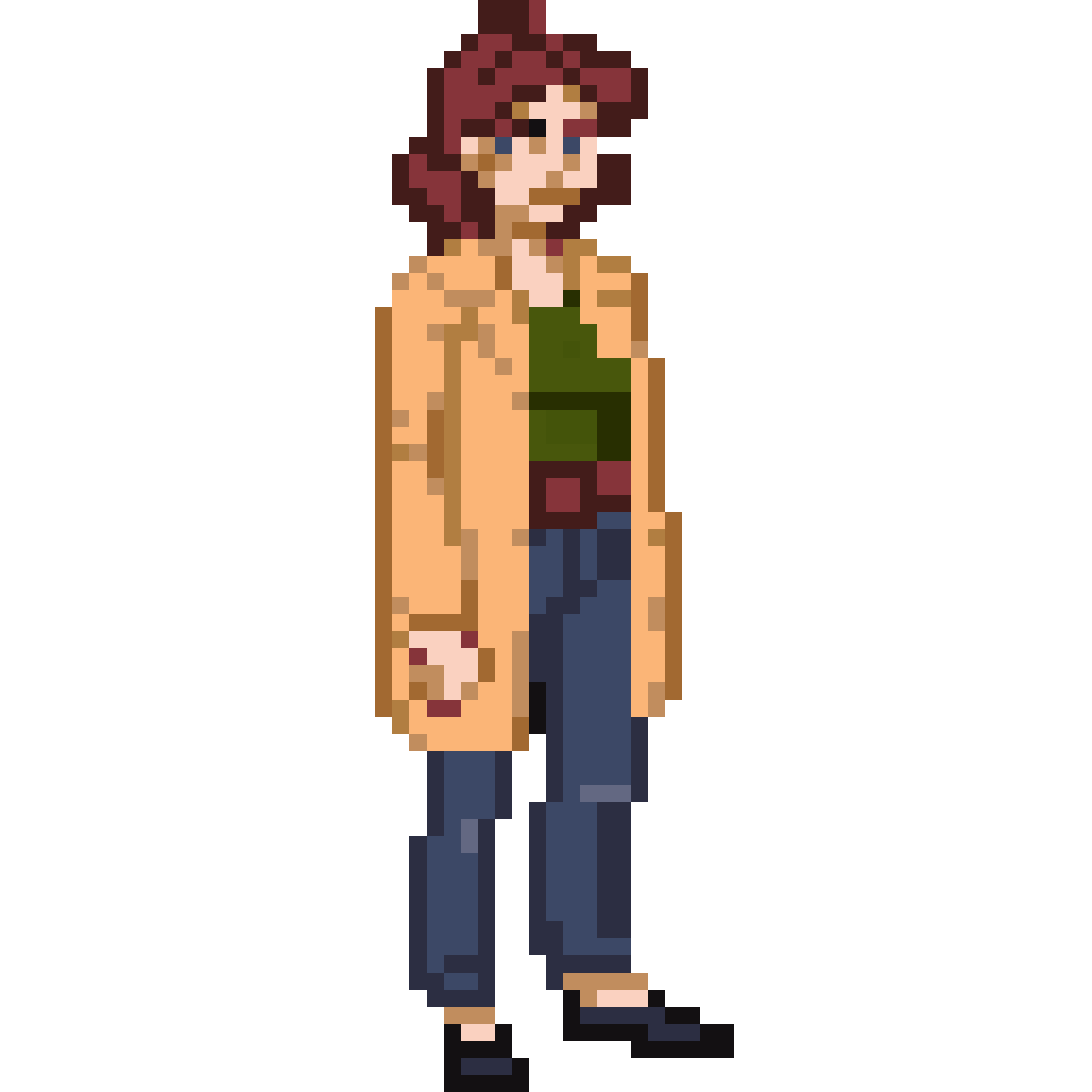 Female scientist character pixel art
