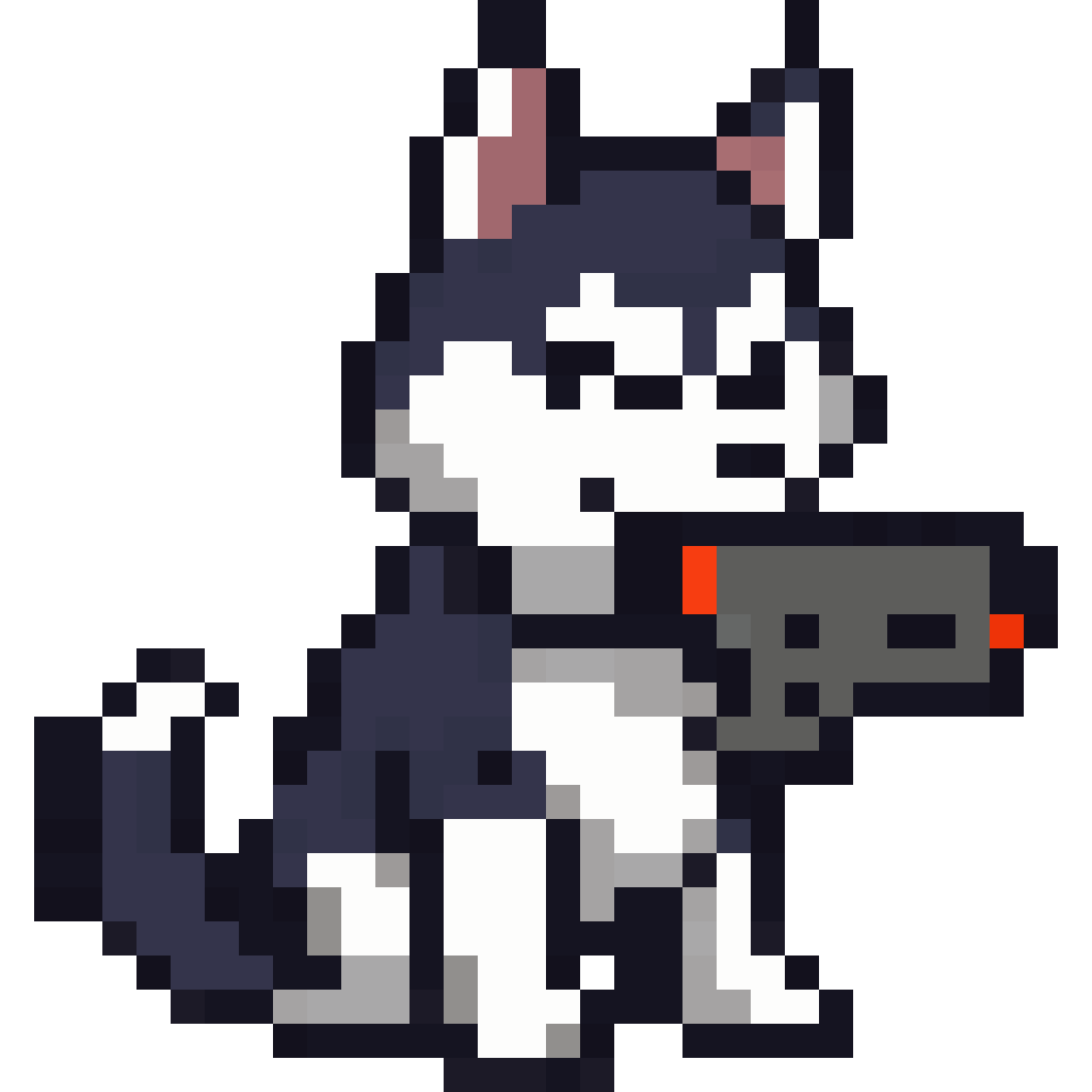 Husky dog with pistol pixel art