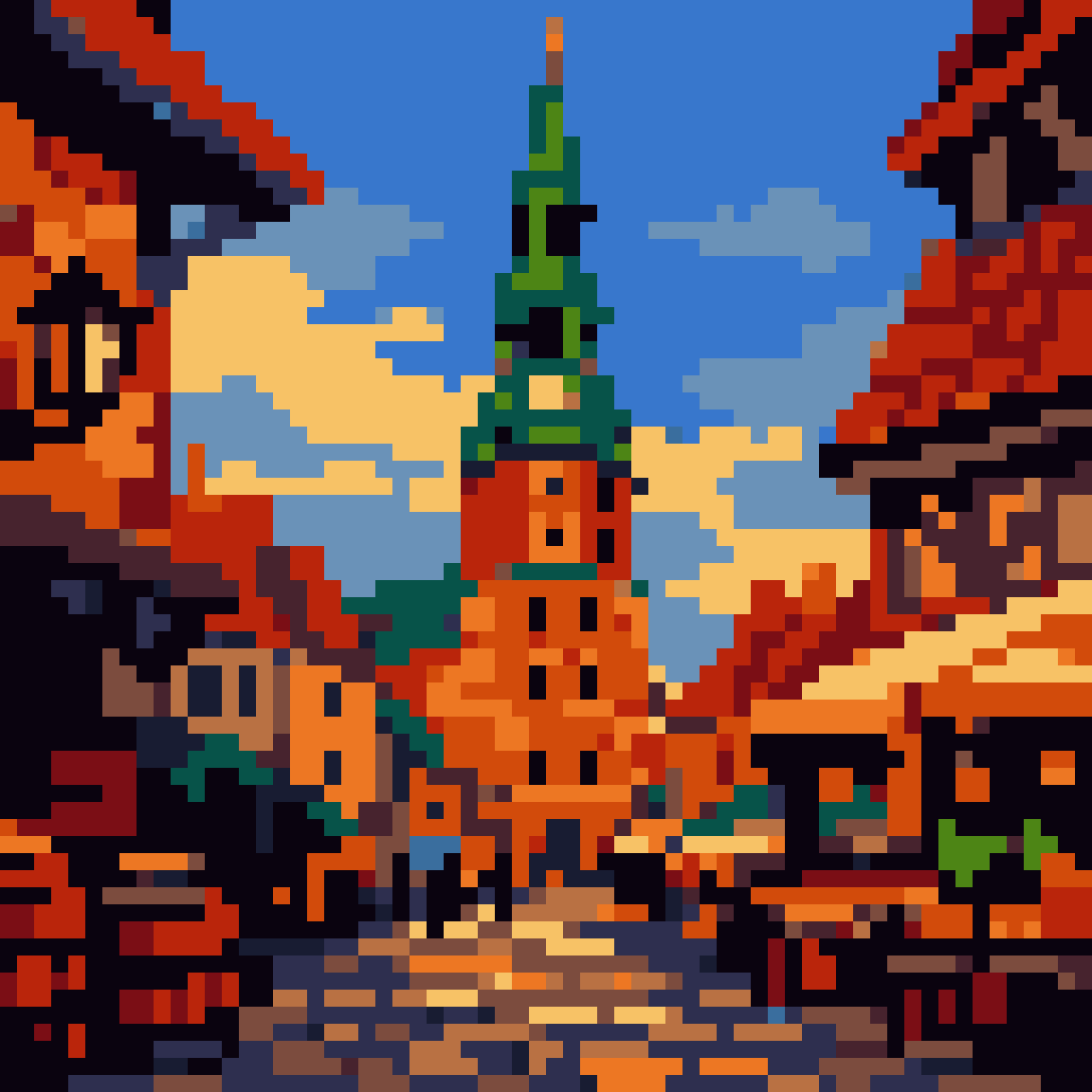 Peter's Tower in Riga pixel art