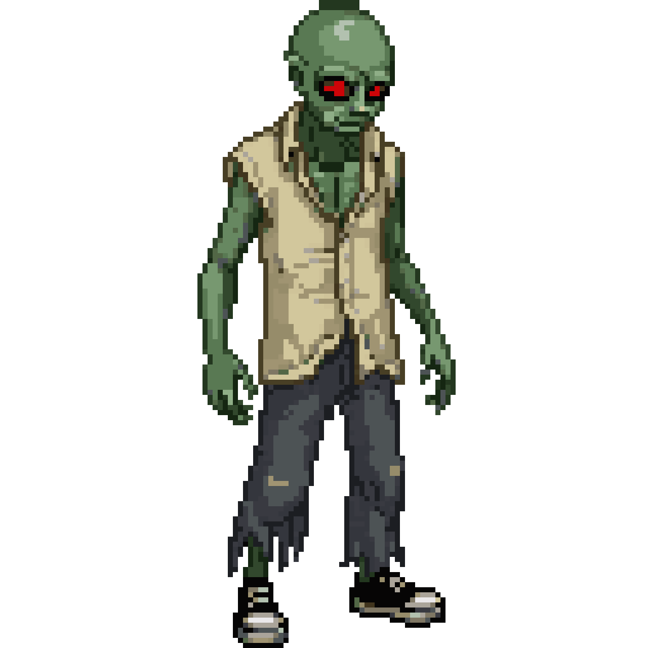 Red-eyed zombie pixel art
