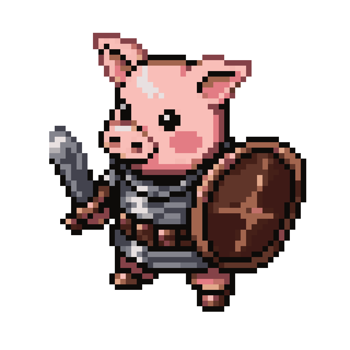 Anthropomorphic pig warrior pixel art