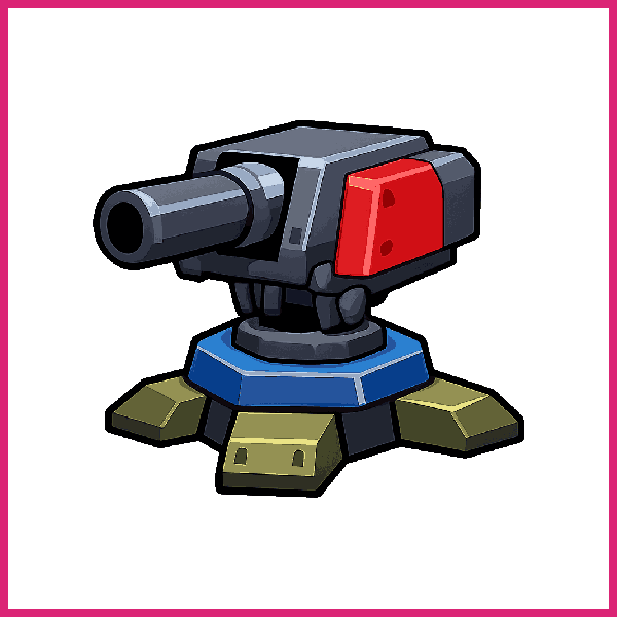 Generate a weak level 1 turret that has 1 barr... | Sprite-AI