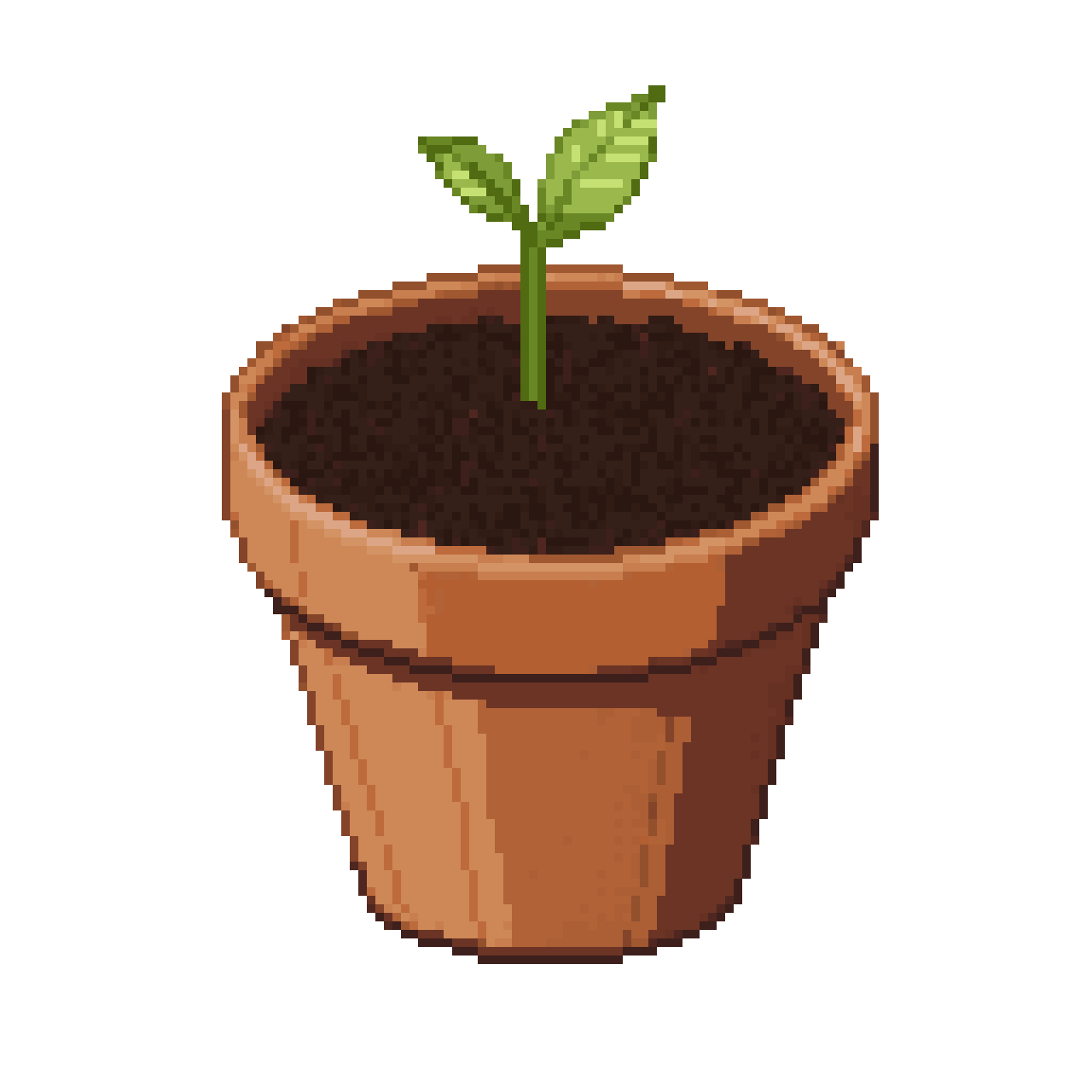 Flower pot with seedling pixel art