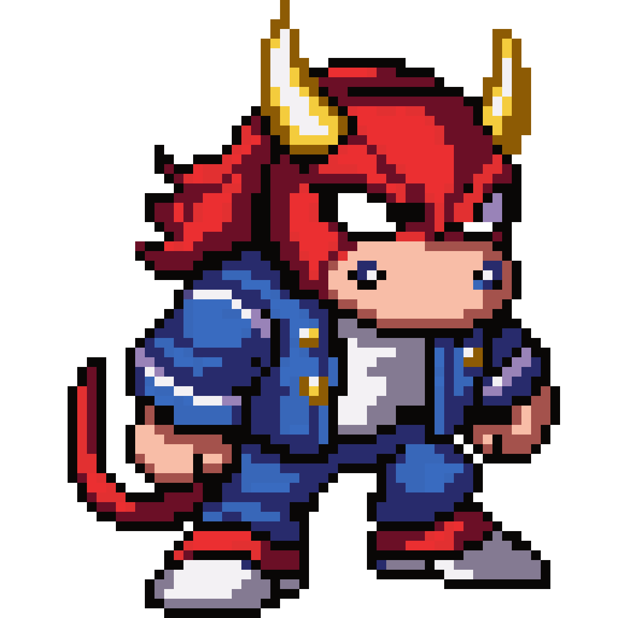 An angry demonic gobling with pixel art