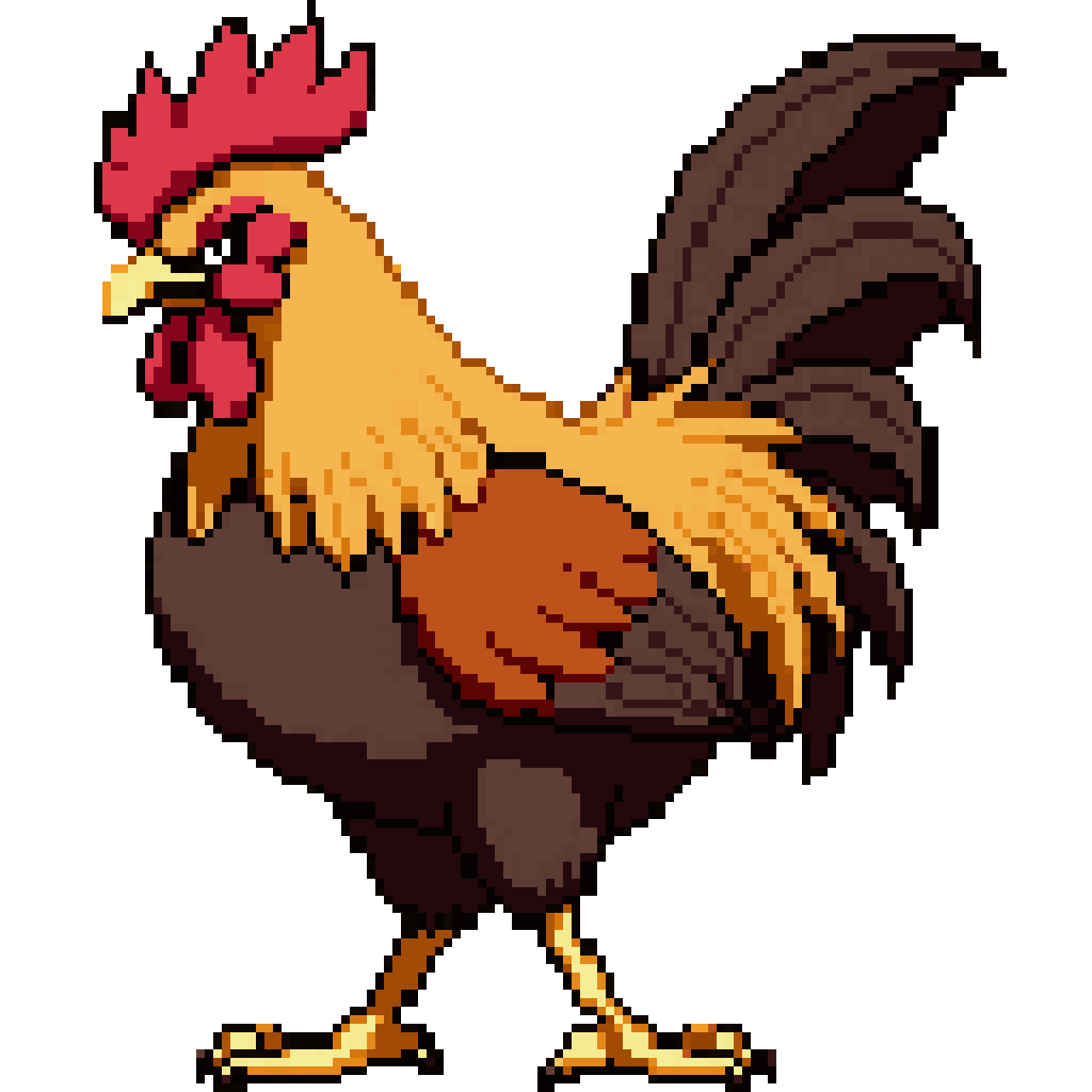 Aggressive anime rooster pixel art