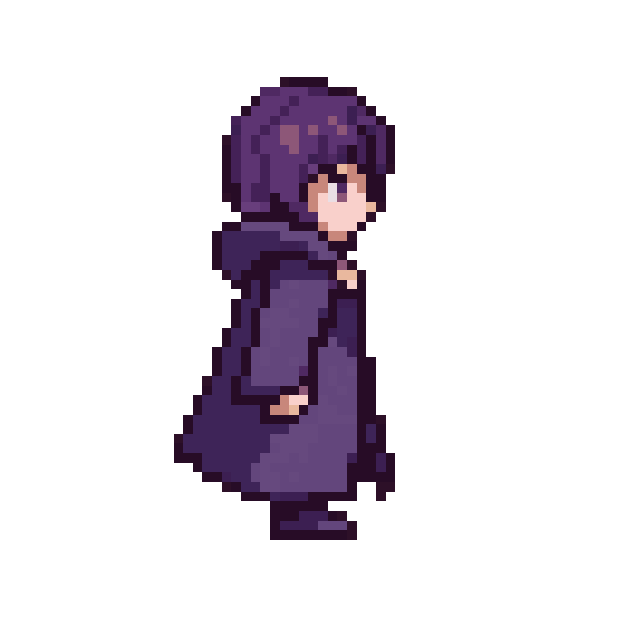 Young girl in purple cloak pixel art