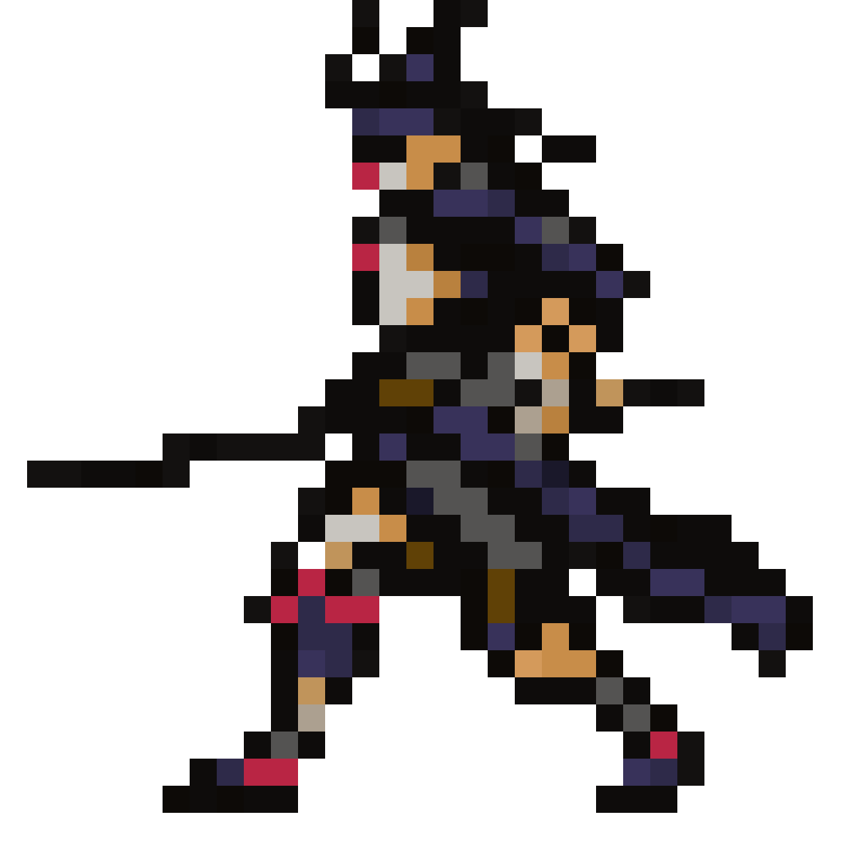 Samurai Walking and Doing Actions pixel art