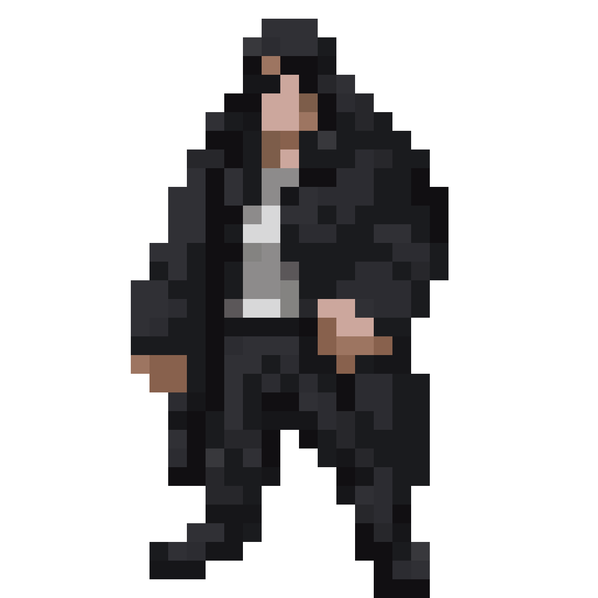 Black and White Themed Boss with Coat pixel art