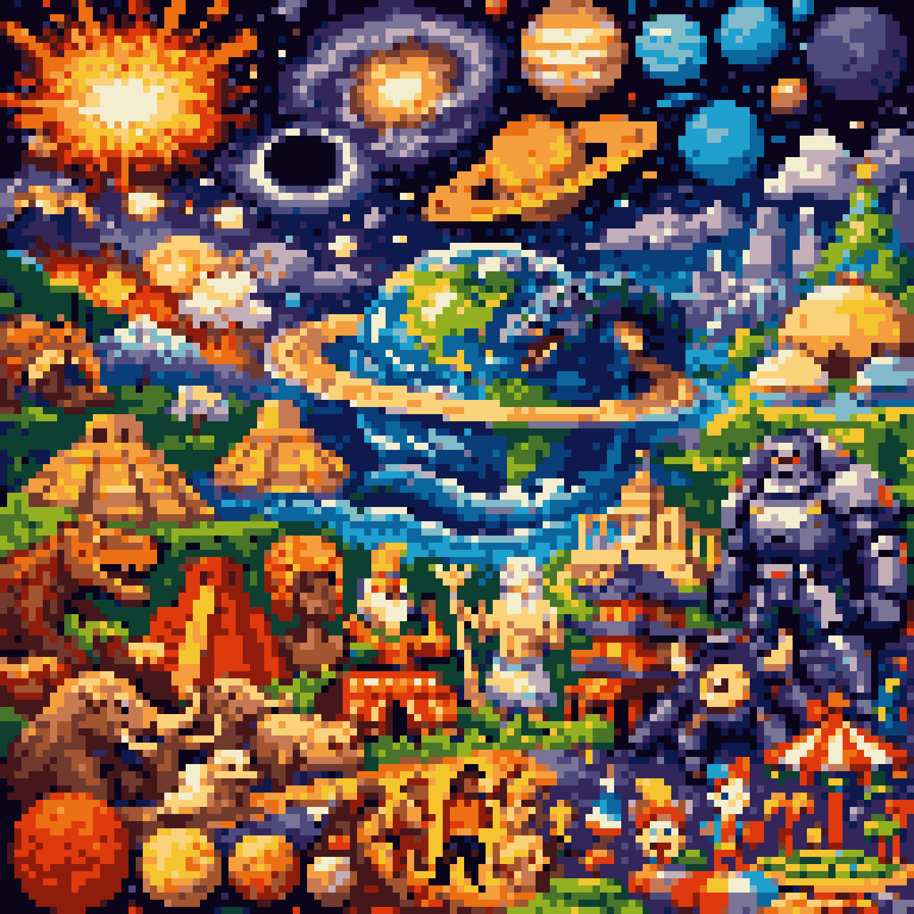 Detailed universe sandbox game pixel art