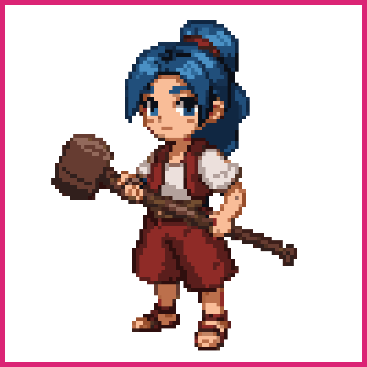 Guanche Teen with Club | Sprite-AI