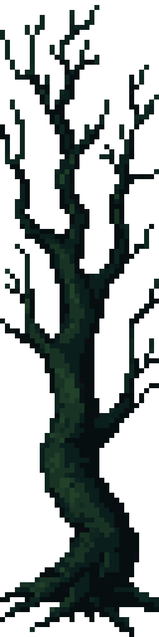 Spooky dark tree pixel art