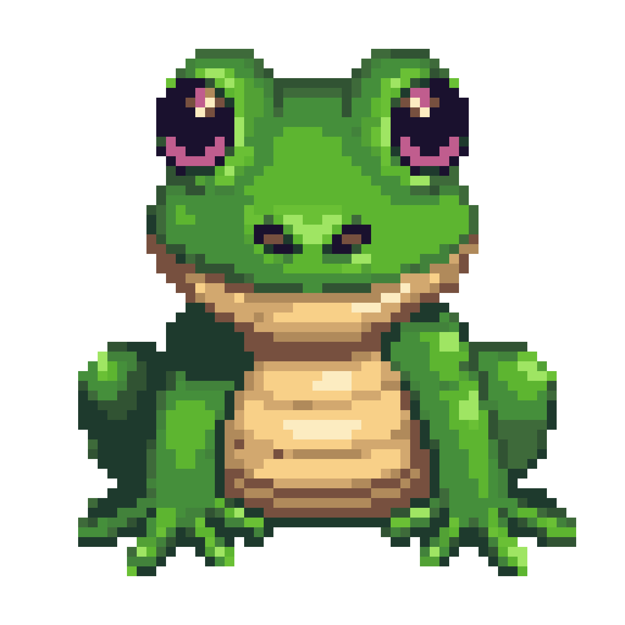 cute cottagecore pixel frog — 64×64 pixel art sprite