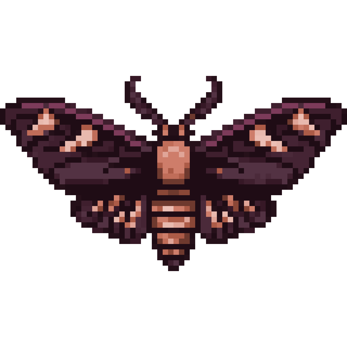 Moth logo with inscription pixel art