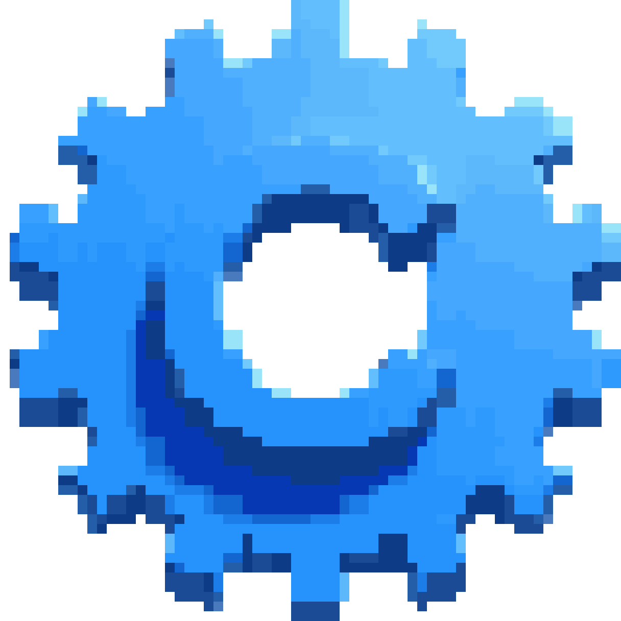 Gradient cogwheel with C pixel art