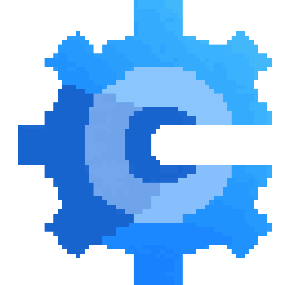 Blue gradient cogwheel pixel art