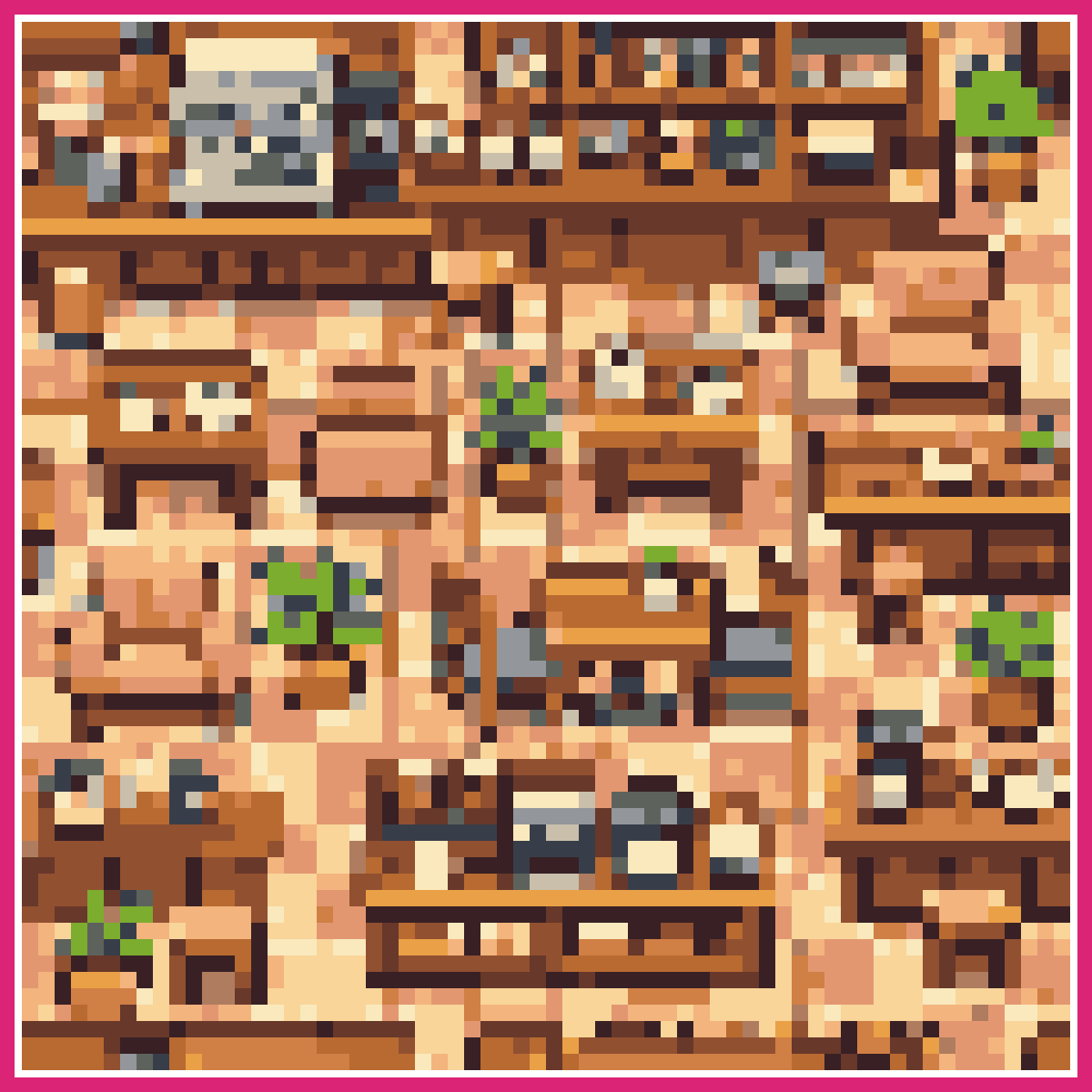 A cozy cafe interior asset pack, pixel art styl... | Sprite-AI