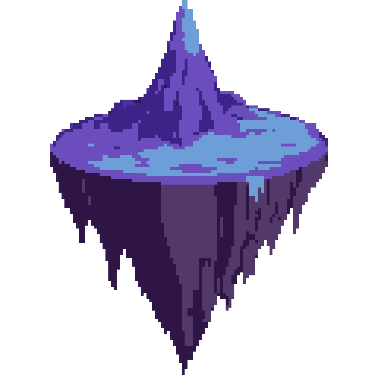 Floating island silhouette pixel art
