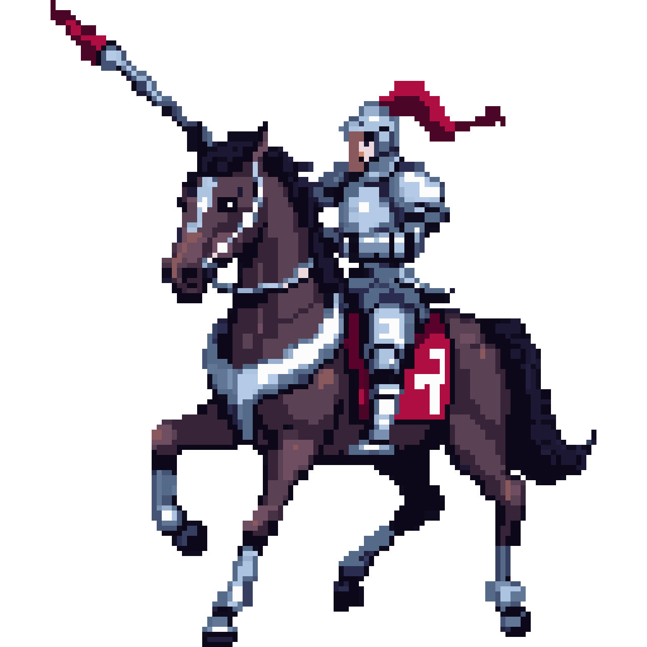 Jousting medieval knight pixel art