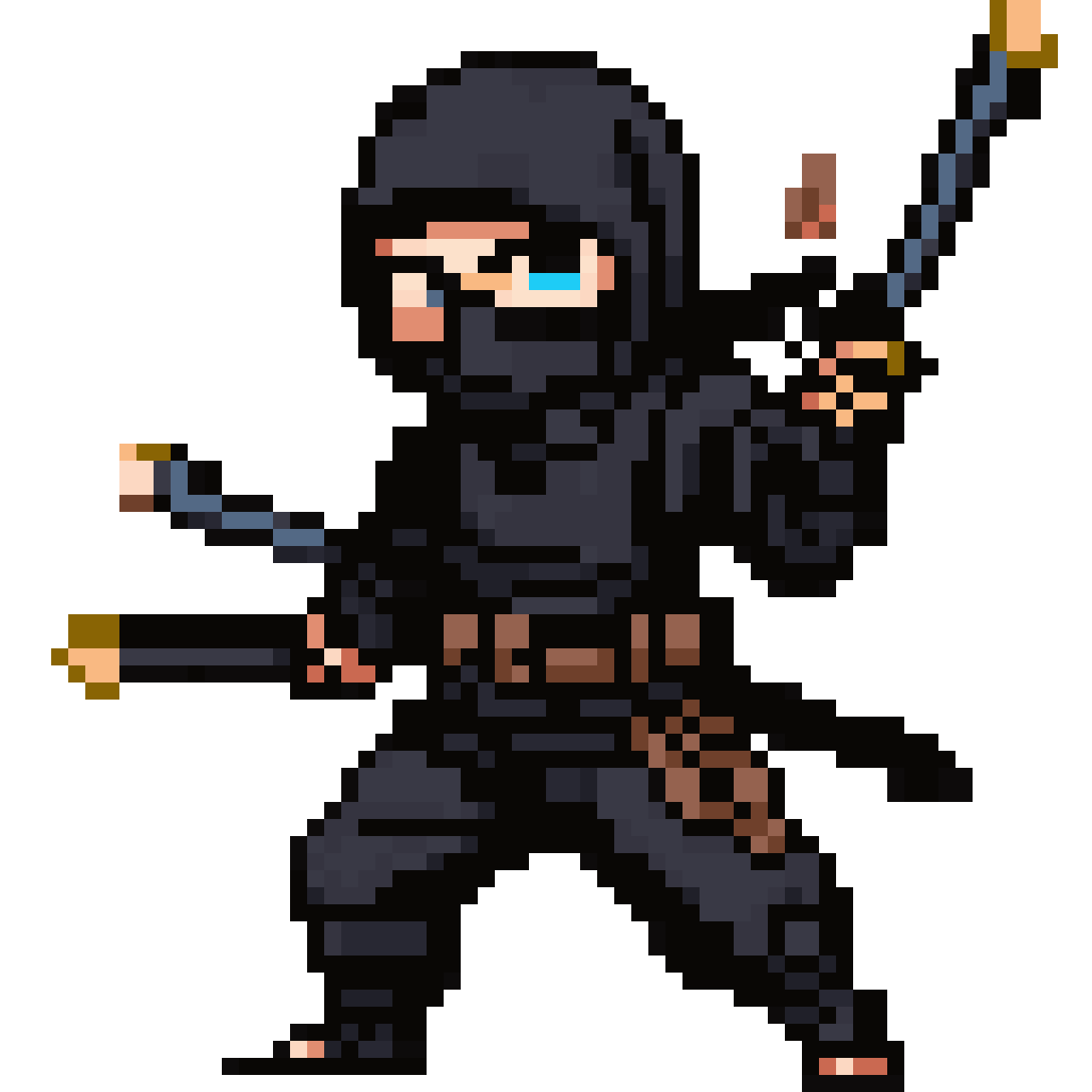 Black attire ninja pixel art