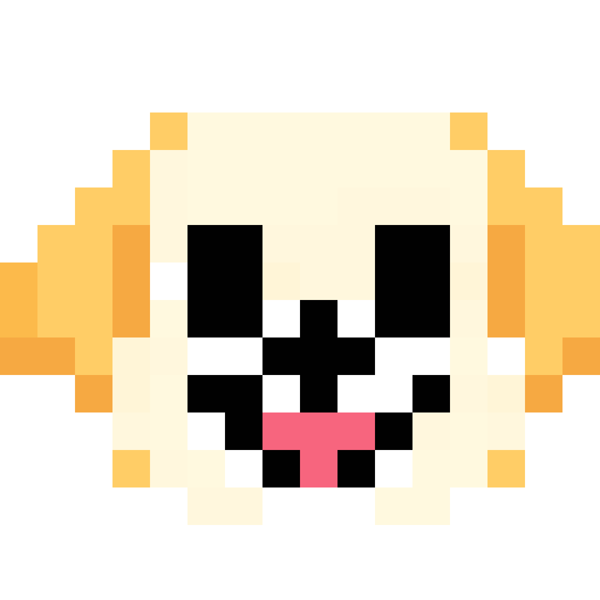 Cute golden retriever face pixel art
