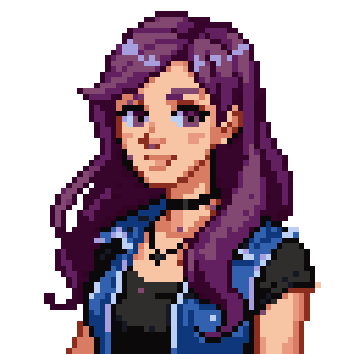 Young Woman with Purple Hair pixel art