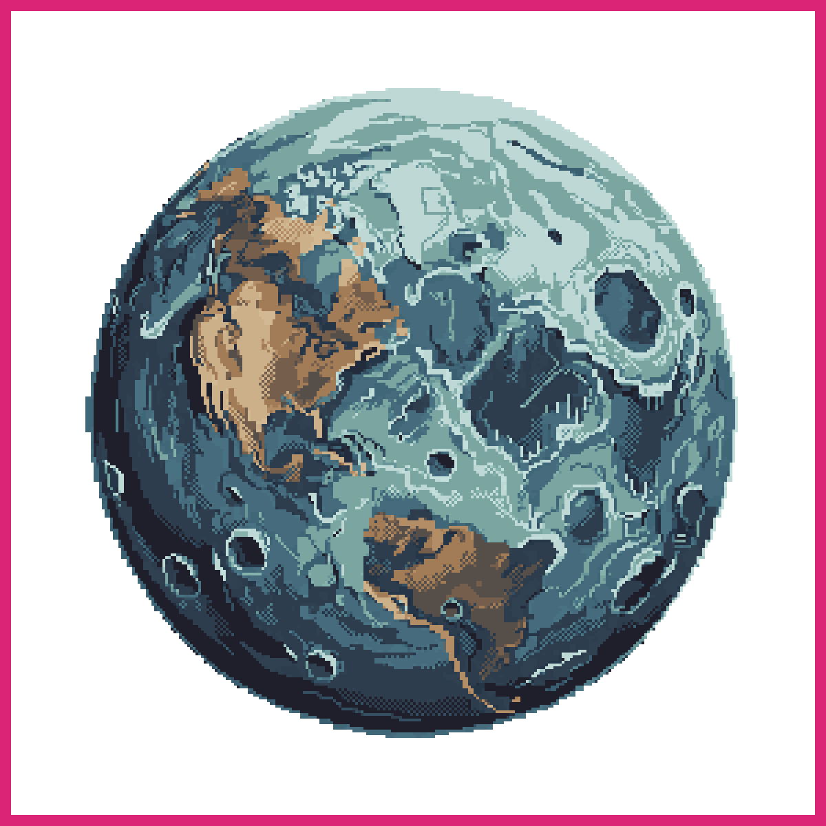 Perfect circular realistic ice planet | Sprite-AI