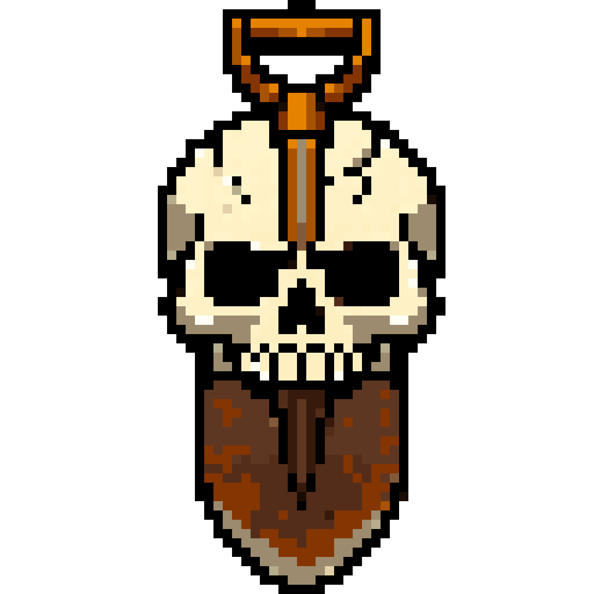 Skull with shovel pixel art