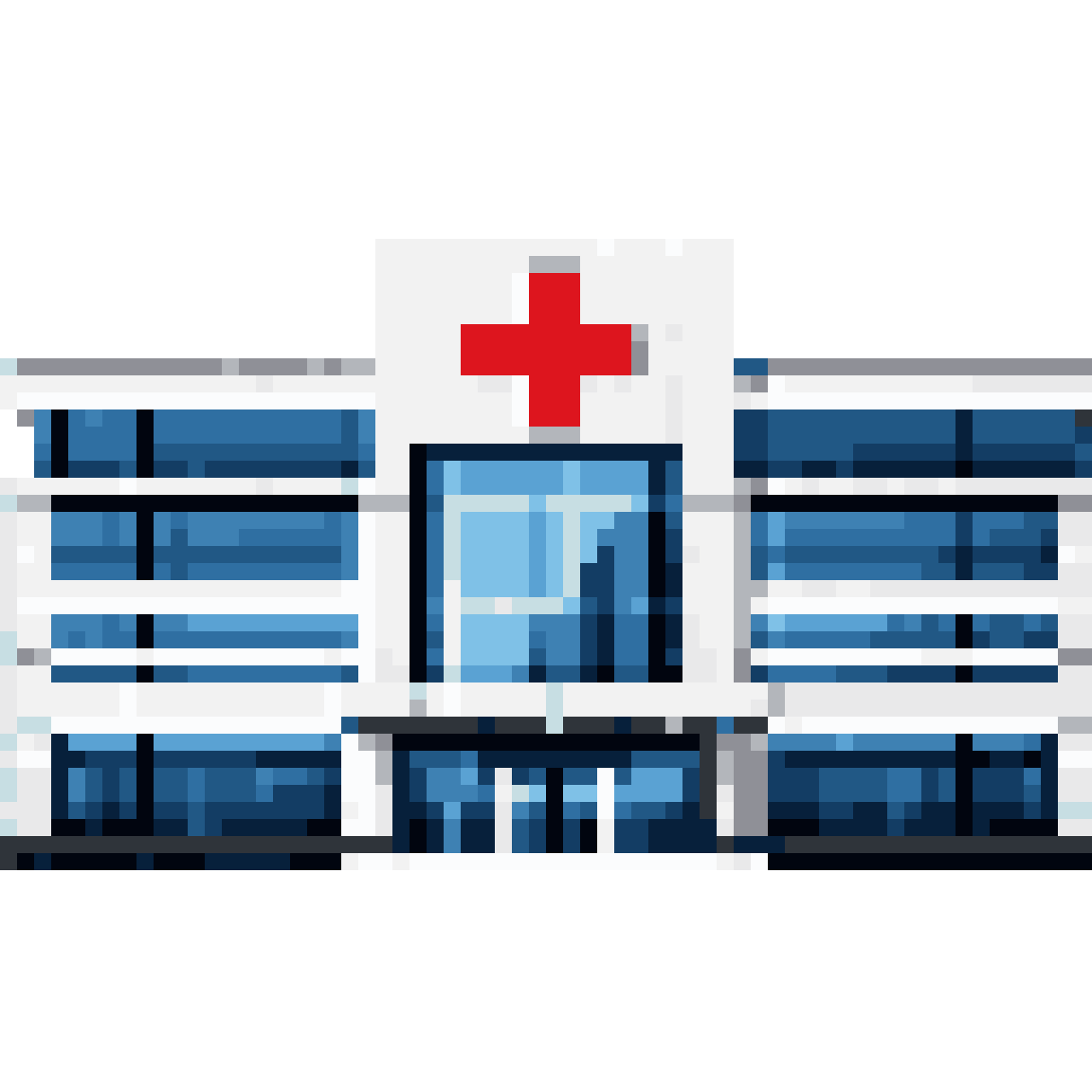 Modern hospital building pixel art