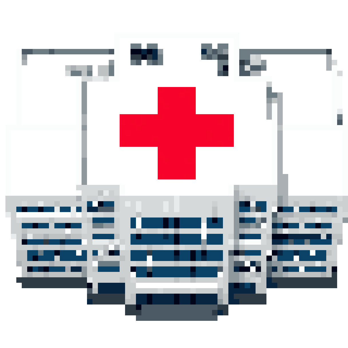 Top-down hospital view pixel art