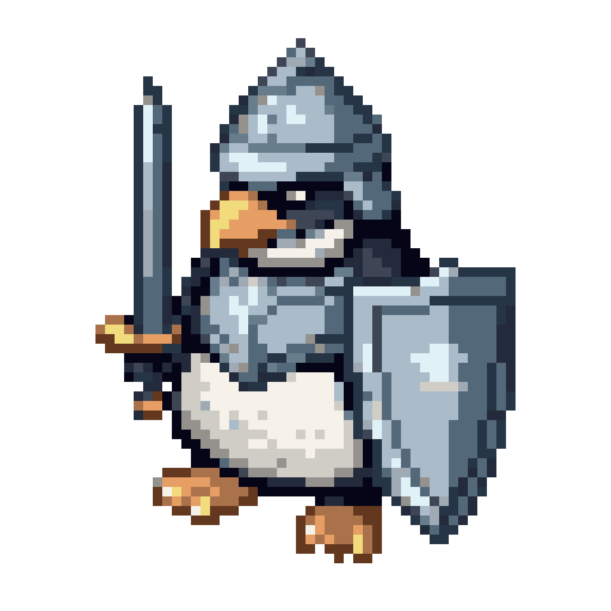 Medieval penguin knight pixel art