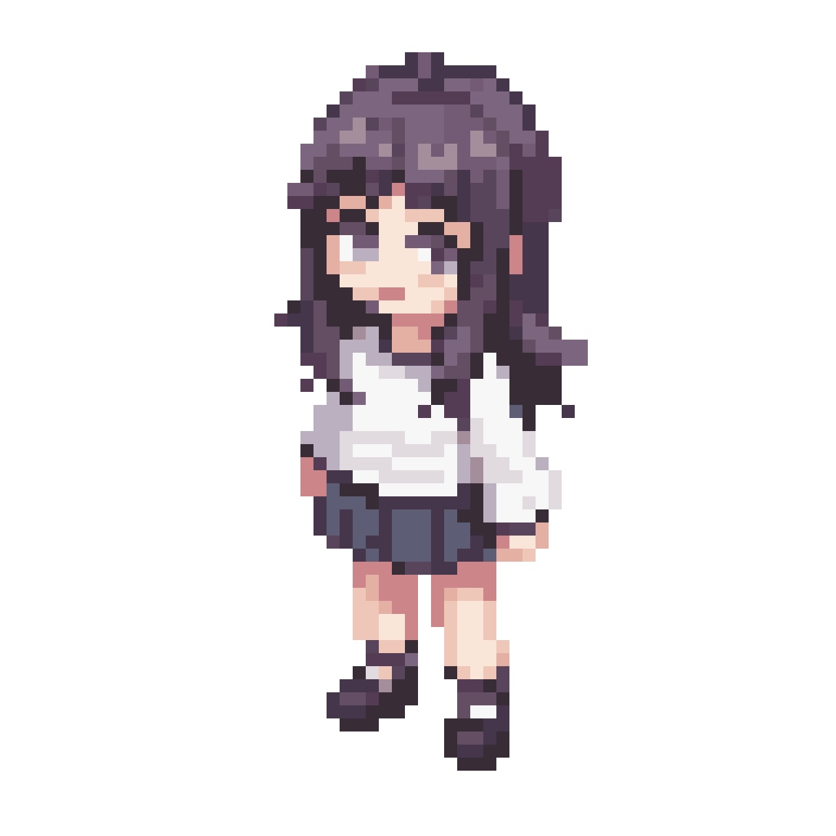 Cute Anime Girl in Low Poly Style pixel art