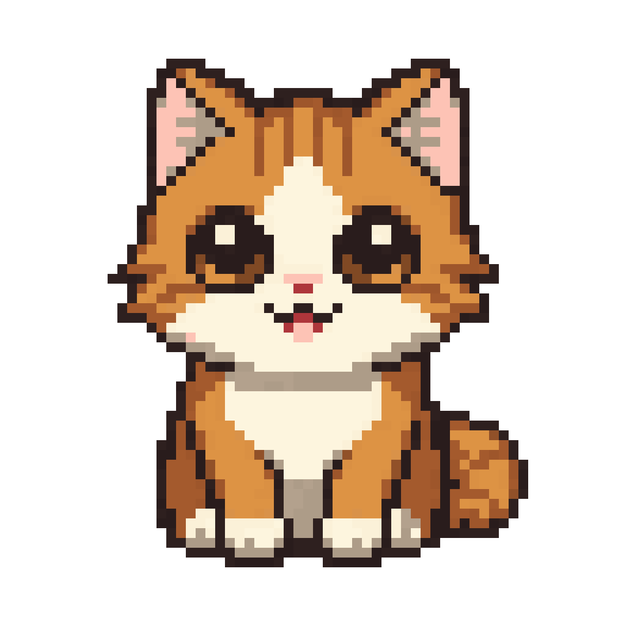 cute front-facing pixel art cat pixel art