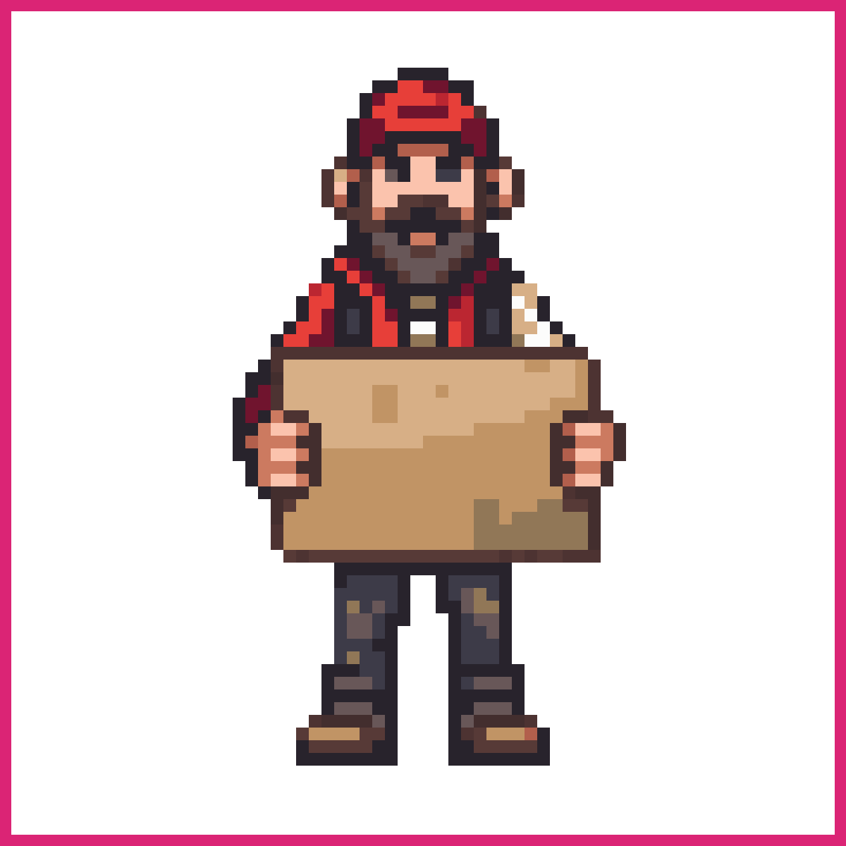 Homeless Man with Cardboard Cutout | Sprite-AI