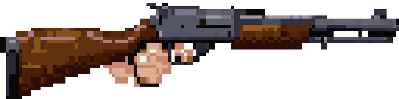 First person hand with pistol pixel art