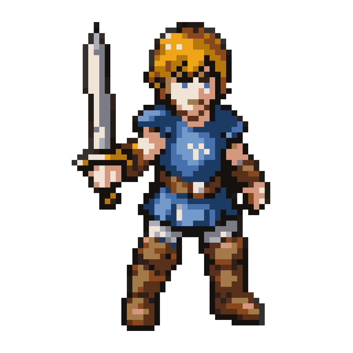 Hero with sword pixel art