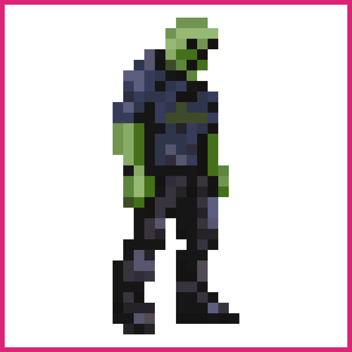 A green zombie with security guard clothes on | Sprite-AI