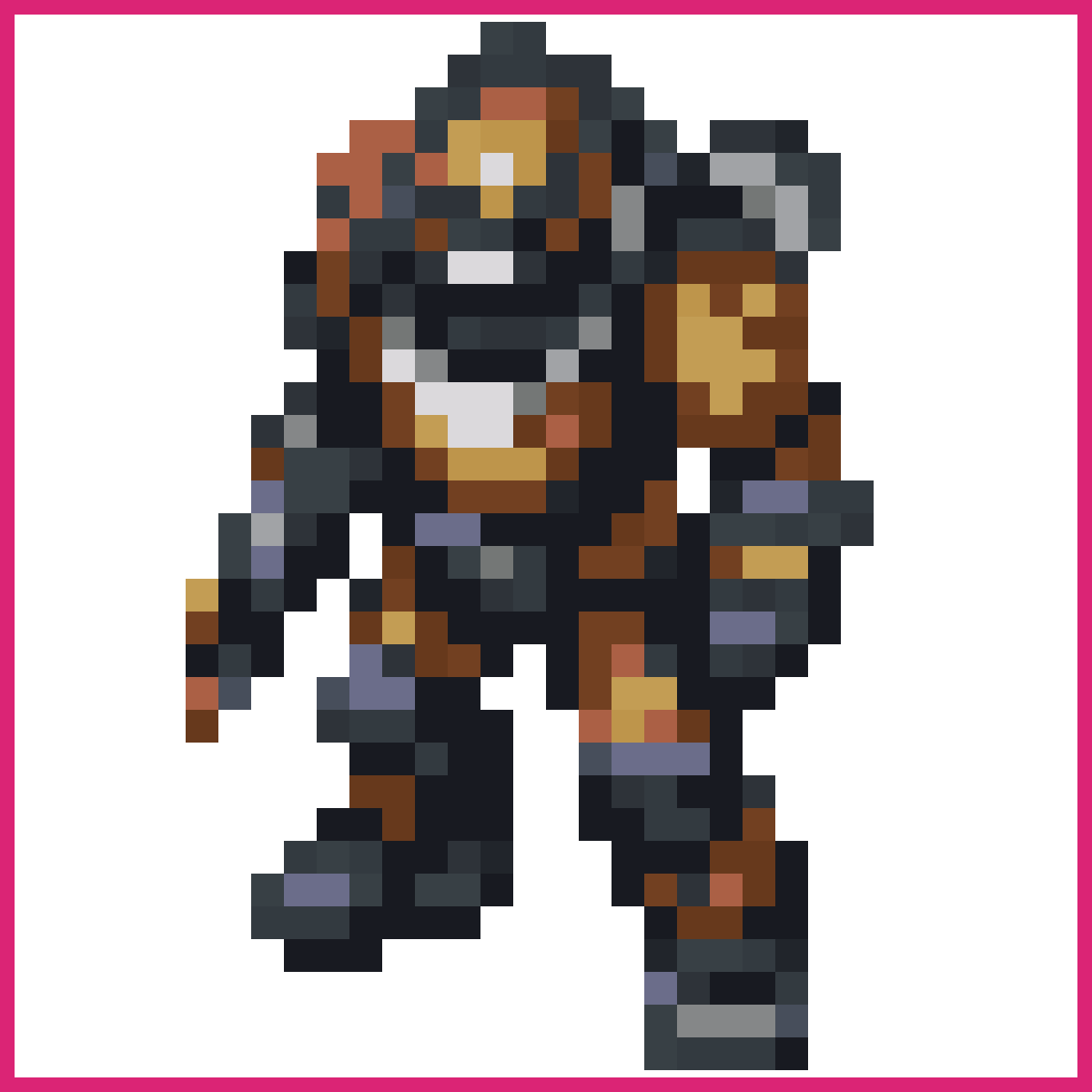 post-apocalyptic guard, pixel art character, to... | Sprite-AI