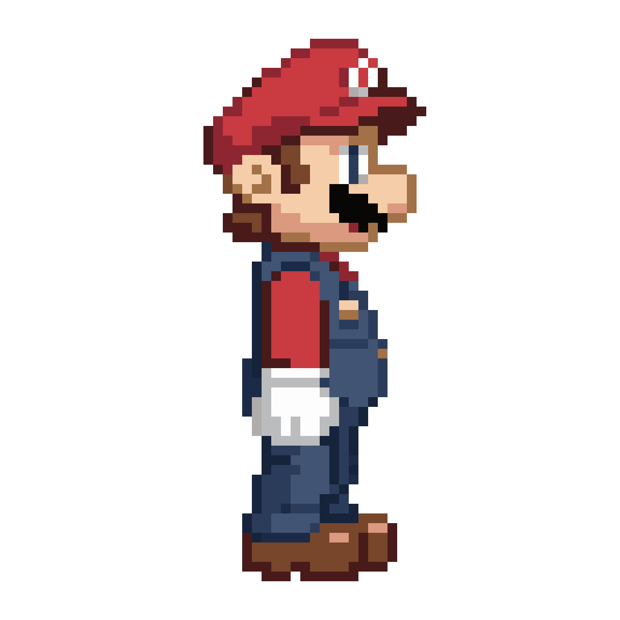 mario inspired humanoid character with pixel art