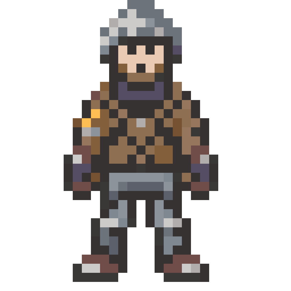 Young Man with Ashen Gray Skin pixel art